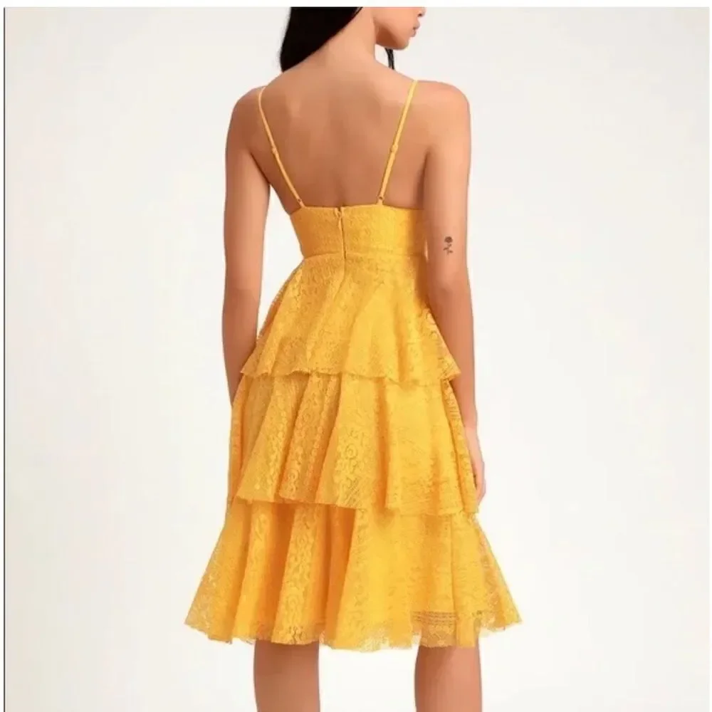 Lulus yellow tiered dress - Picture 8 of 10